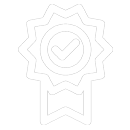 Icône de qualité certifiée illustrant l’utilisation de matériaux haut de gamme pour gouttières en aluminium